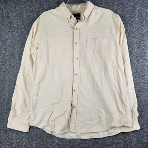 Banana Republic Corduroy Shirt Mens L Cream Slim Fit Long Sleeve Button Down